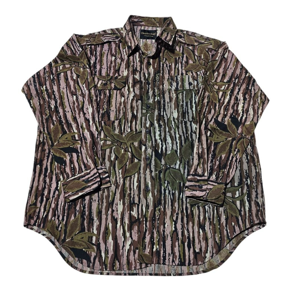 Vintage Charles Daly Mens Real‎ Tree Button Down Shirt XL